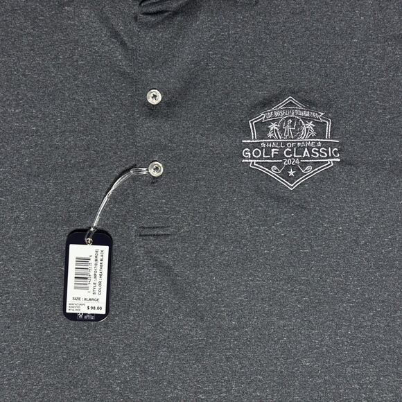 NWT $98 Johnnie-O Dark Gray Heather Golf Polo Shirt Club Logo Men's Size XL (A5) - Picture 5 of 12